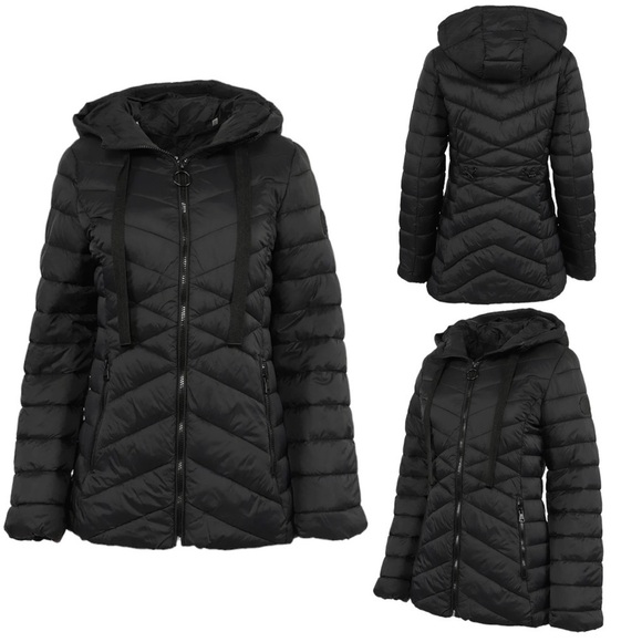 (NWT) Madden Girl Women's Hooded Packable Puffer Jacket in Black, Medium - Picture 3 of 13